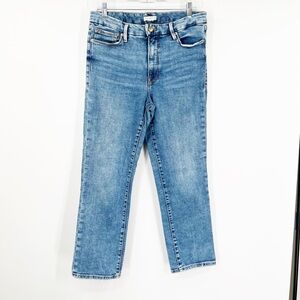 Good American Good Legs Straight Jeans High Rise Distressed Pockets